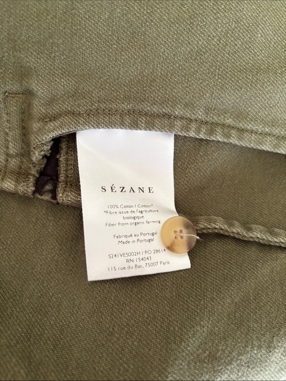 Sezane Will XXS Olive denim Utility Jacket with Button Front chore jacket - Picture 11 of 11